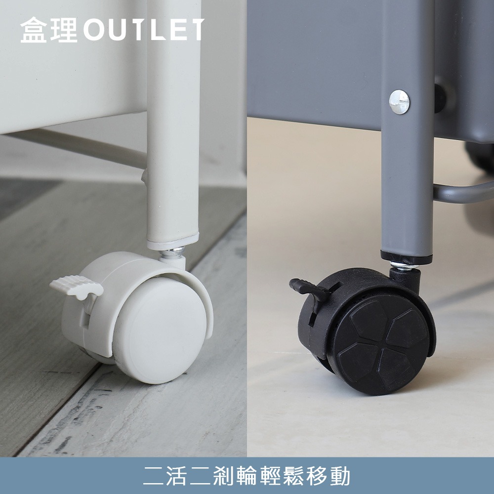免工具附抽三層折疊推車-白/灰-盒理OUTLET-細節圖6