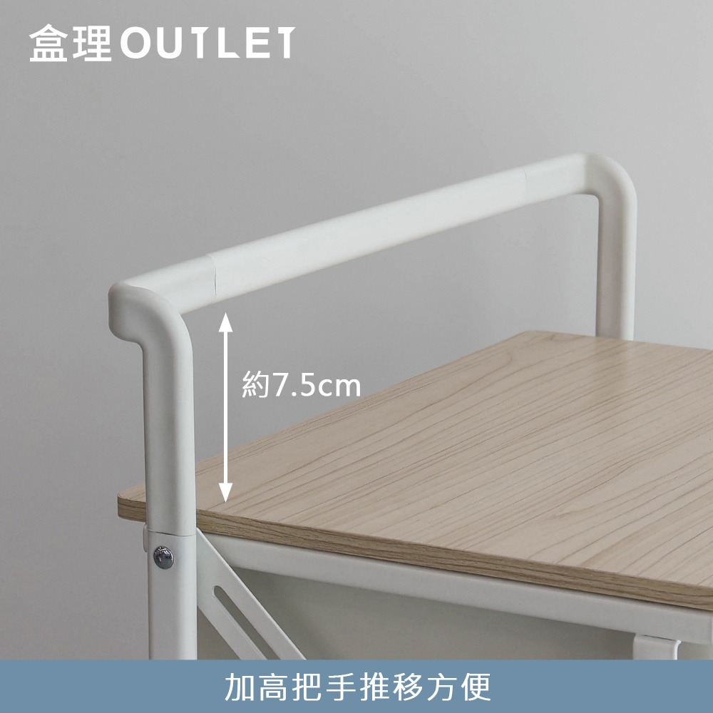 免工具附抽三層折疊推車-白/灰-盒理OUTLET-細節圖7