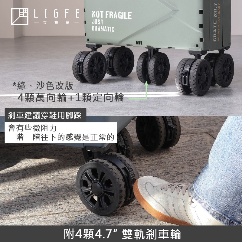 Ligfe 立格扉 新結構中輪定向擴充式折疊收納手推車  贈彈力繩 140L多型態手推車-細節圖7
