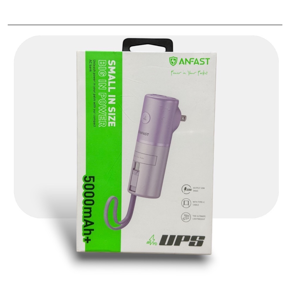 ⚠️全館免運 假日出貨 Anfast 帶線AC行動電源充電器 帶線行動電源 帶插頭行動電源 能量棒行動電源-細節圖3
