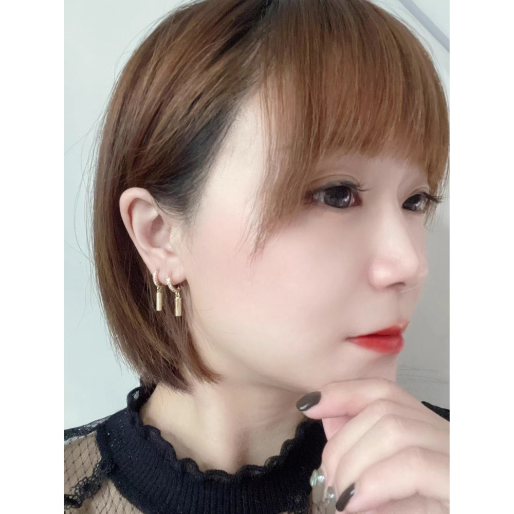 ♛ROSEMAYR♛S925銀針 微鑲圓柱吊墜耳環-細節圖3