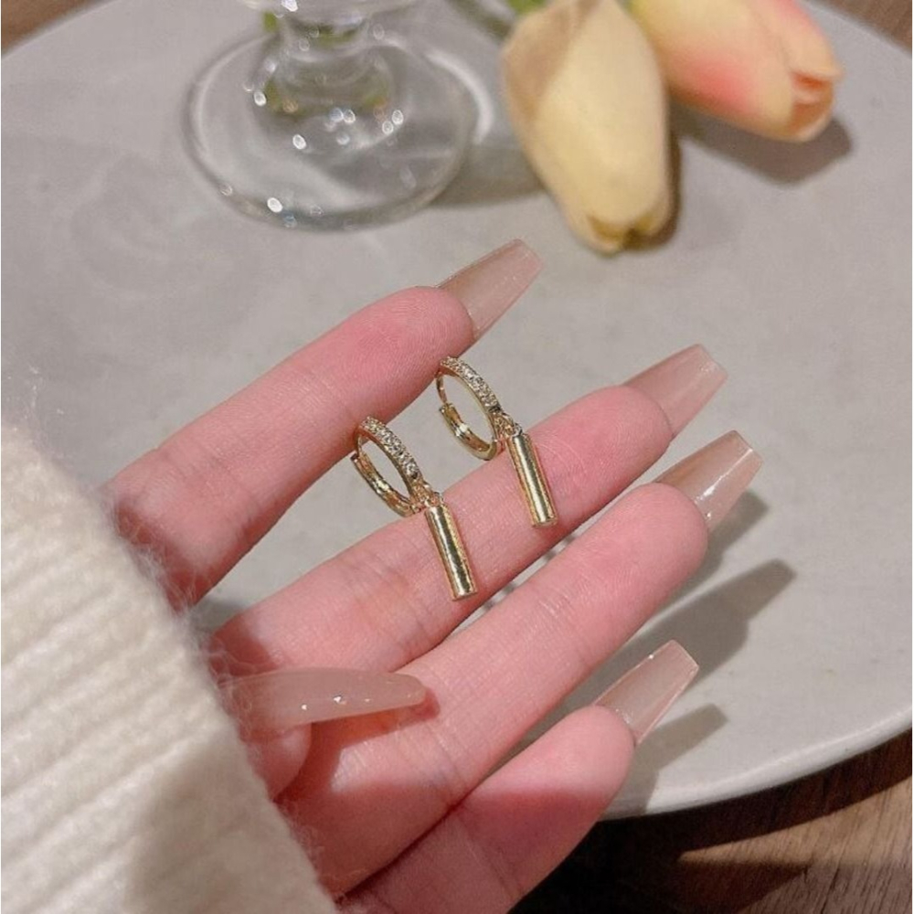 ♛ROSEMAYR♛S925銀針 微鑲圓柱吊墜耳環-細節圖5