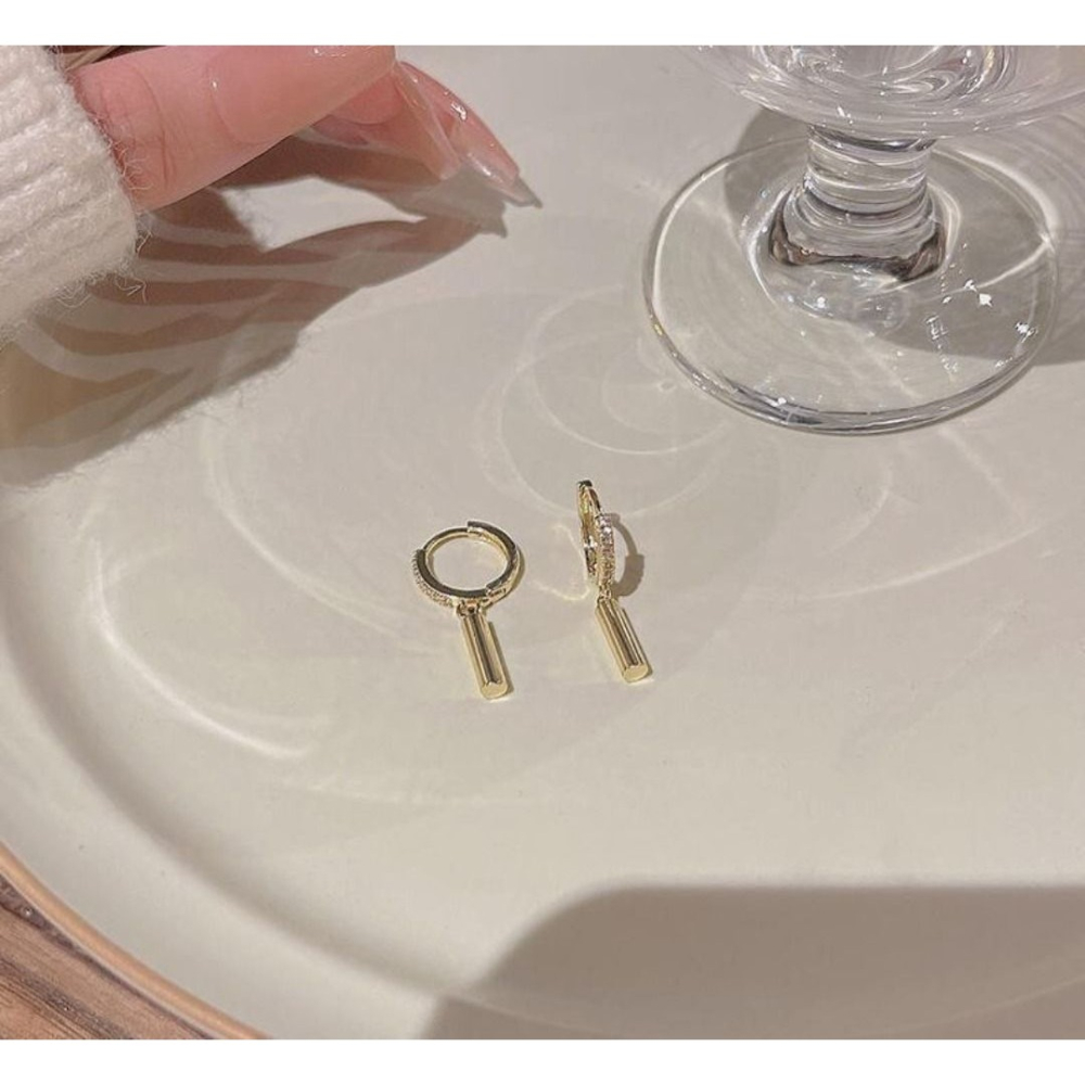 ♛ROSEMAYR♛S925銀針 微鑲圓柱吊墜耳環-細節圖6