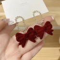 ♛ROSEMAYR♛[HU-0076] S925銀針 韓系甜美女孩 鑲鑽吊墜絲絨蝴蝶結耳環-規格圖8