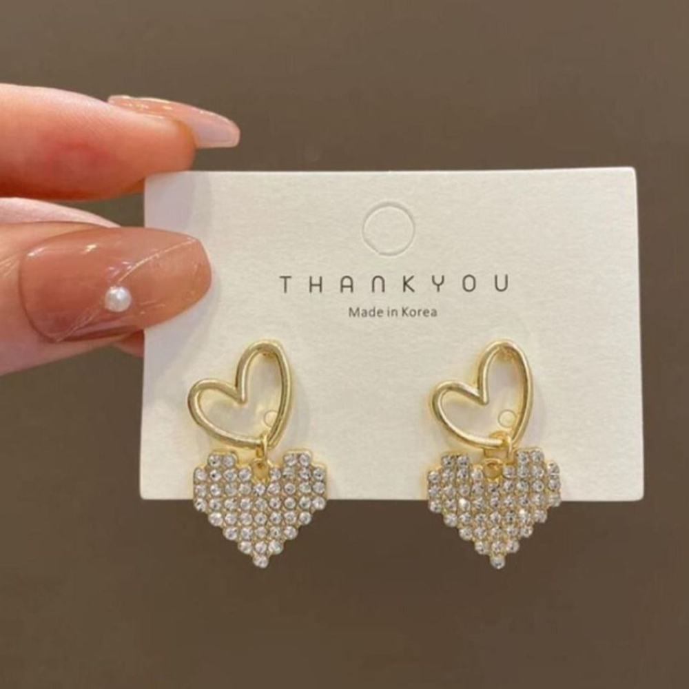 ♛ROSEMAYR♛[HU-0068] S925銀針 韓系甜心女孩 滿鑽愛心墜耳環-細節圖4