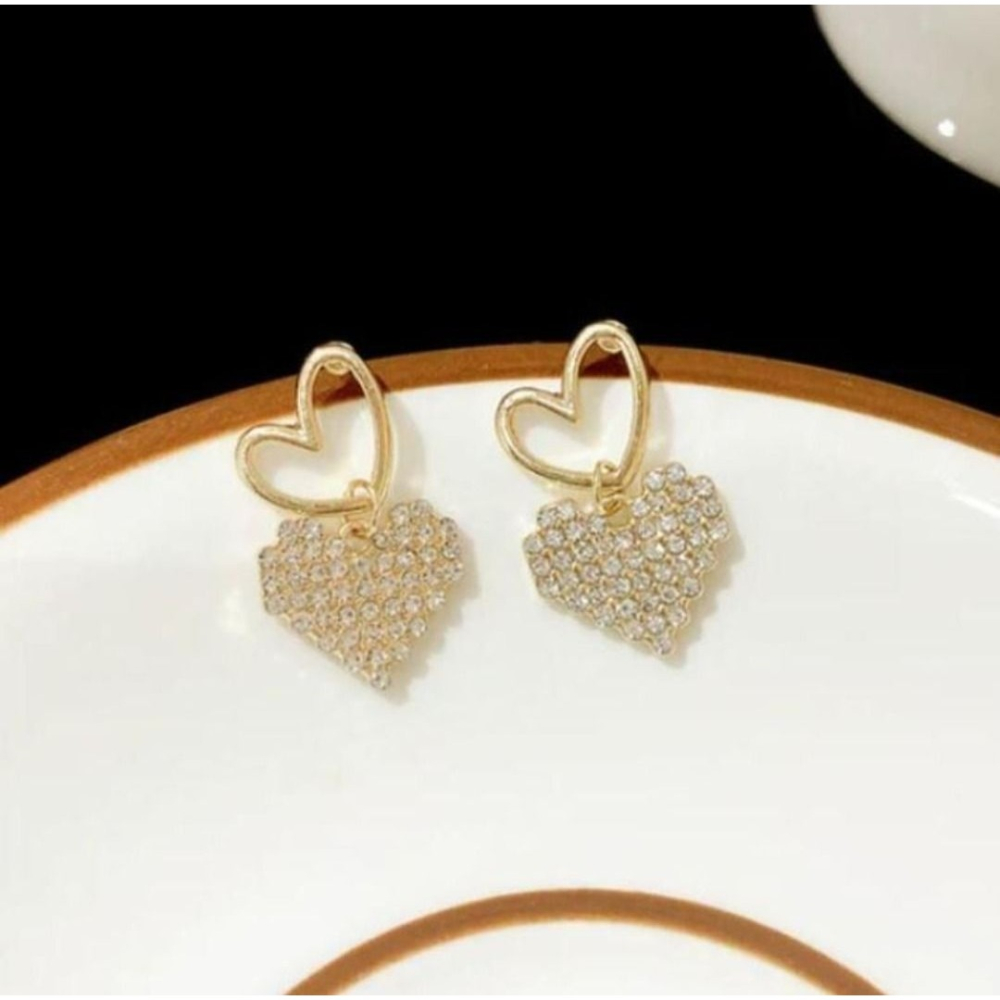 ♛ROSEMAYR♛[HU-0068] S925銀針 韓系甜心女孩 滿鑽愛心墜耳環-細節圖5