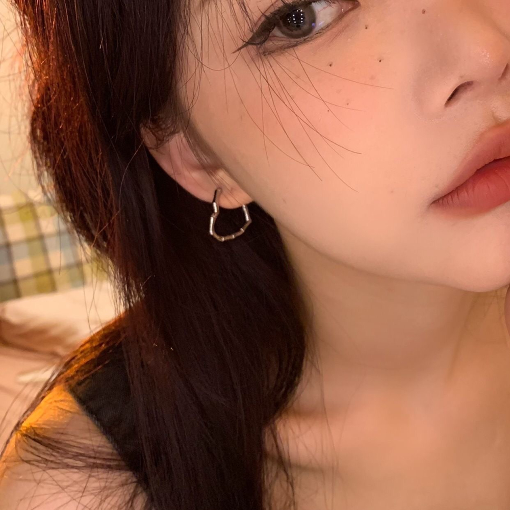 ♛ROSEMAYR♛[HU-0069] 韓系冷淡風 竹節愛心耳釦 耳環-細節圖3