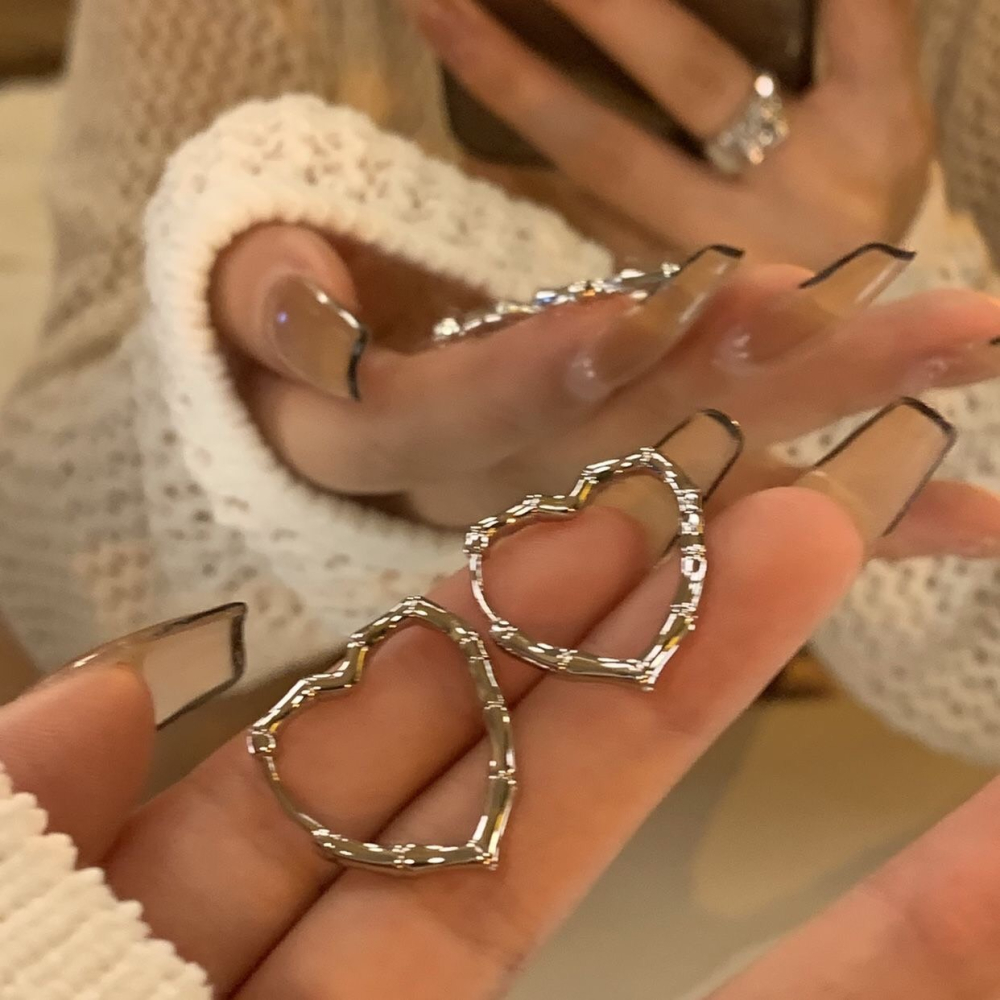 ♛ROSEMAYR♛[HU-0069] 韓系冷淡風 竹節愛心耳釦 耳環-細節圖5