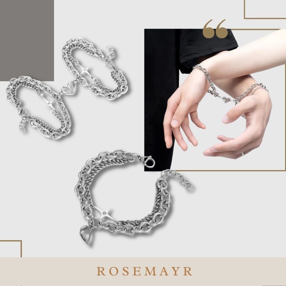 ♛ROSEMAYR♛[HU-0085] 歐美風 愛心磁鐵釦相吸 鈦鋼手鏈 情侶手鏈-細節圖2