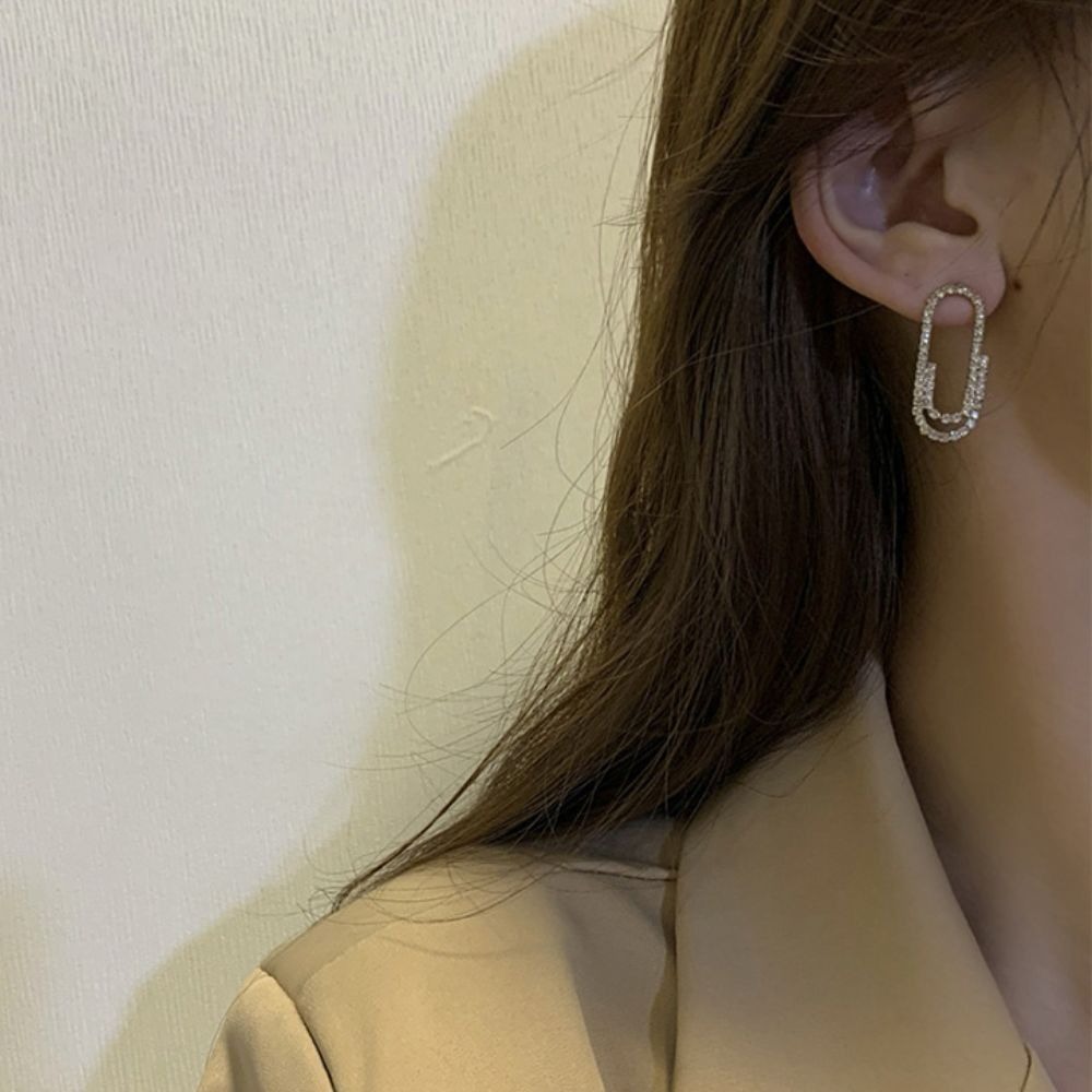 ♛ROSEMAYR♛[LX-0036] 韓版 個性女王 鑲鑽迴紋針造型耳環 耳釘-細節圖2