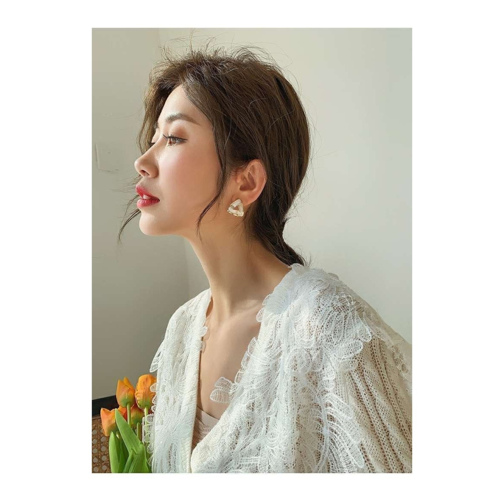 ♛ROSEMAYR♛[LX-0053] 日系 清新甜美女孩 奶油白三角耳釘 耳環-細節圖5