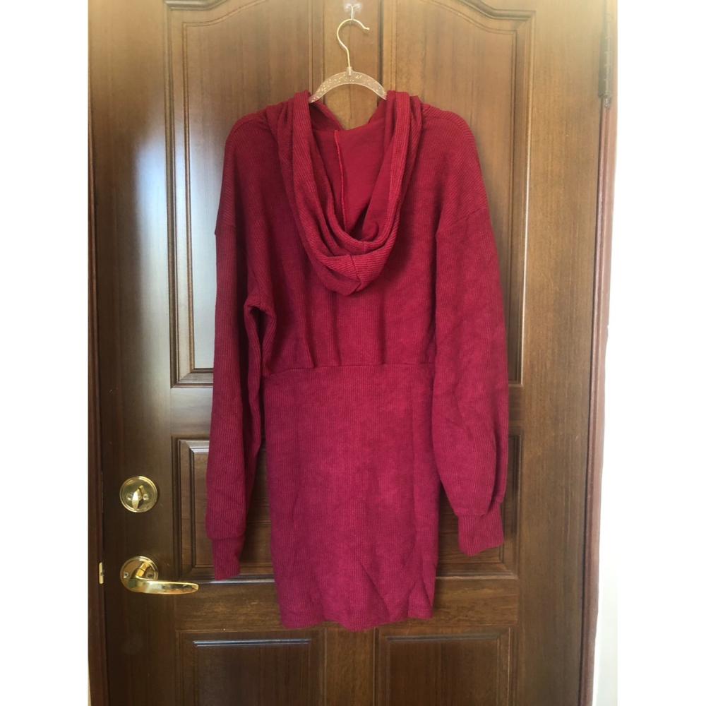 ♛ROSEMAYR♛廠商寄賣-J4936韓風連帽針織收腰連身裙-細節圖2