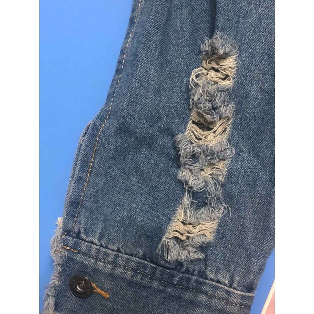 ♛ROSEMAYR♛廠商寄賣-H2866韓系復古風做舊破洞牛仔排釦連身裙/襯衫-細節圖3