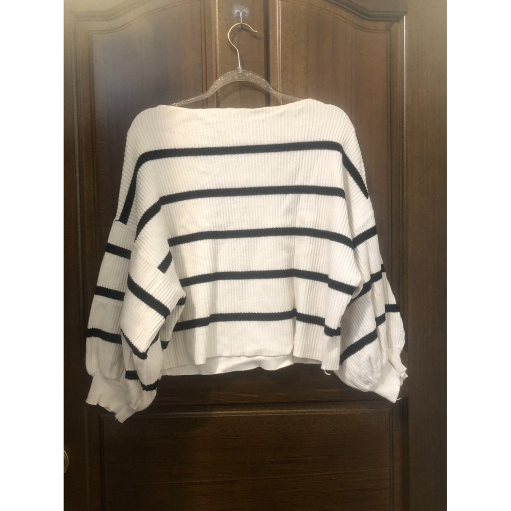 ♛ROSEMAYR♛廠商寄賣-G2344韓系一字肩撞色條紋針織上衣 展示品-細節圖2