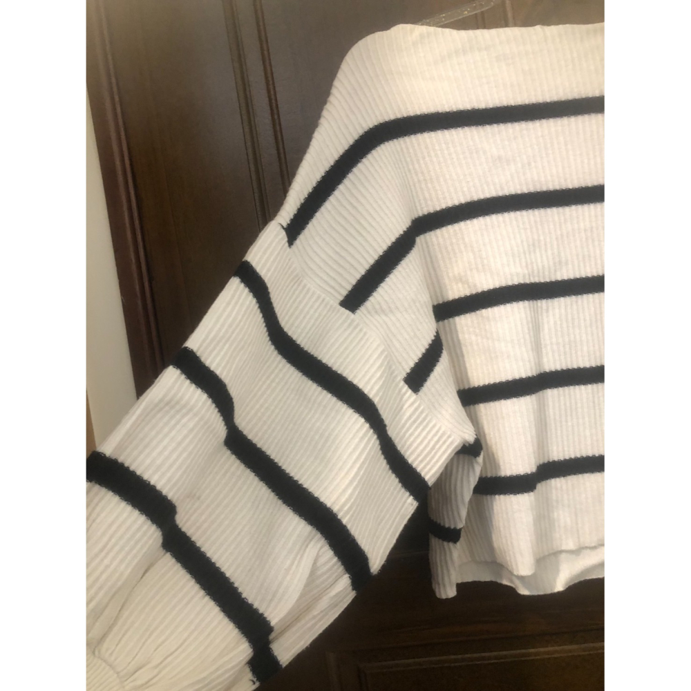 ♛ROSEMAYR♛廠商寄賣-G2344韓系一字肩撞色條紋針織上衣 展示品-細節圖3