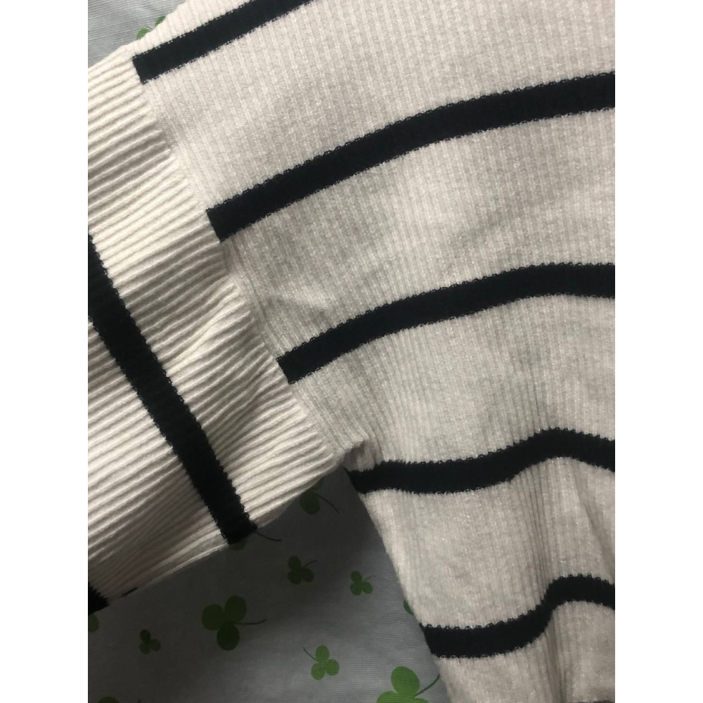 ♛ROSEMAYR♛廠商寄賣-韓系一字肩撞色條紋針織上衣-細節圖3