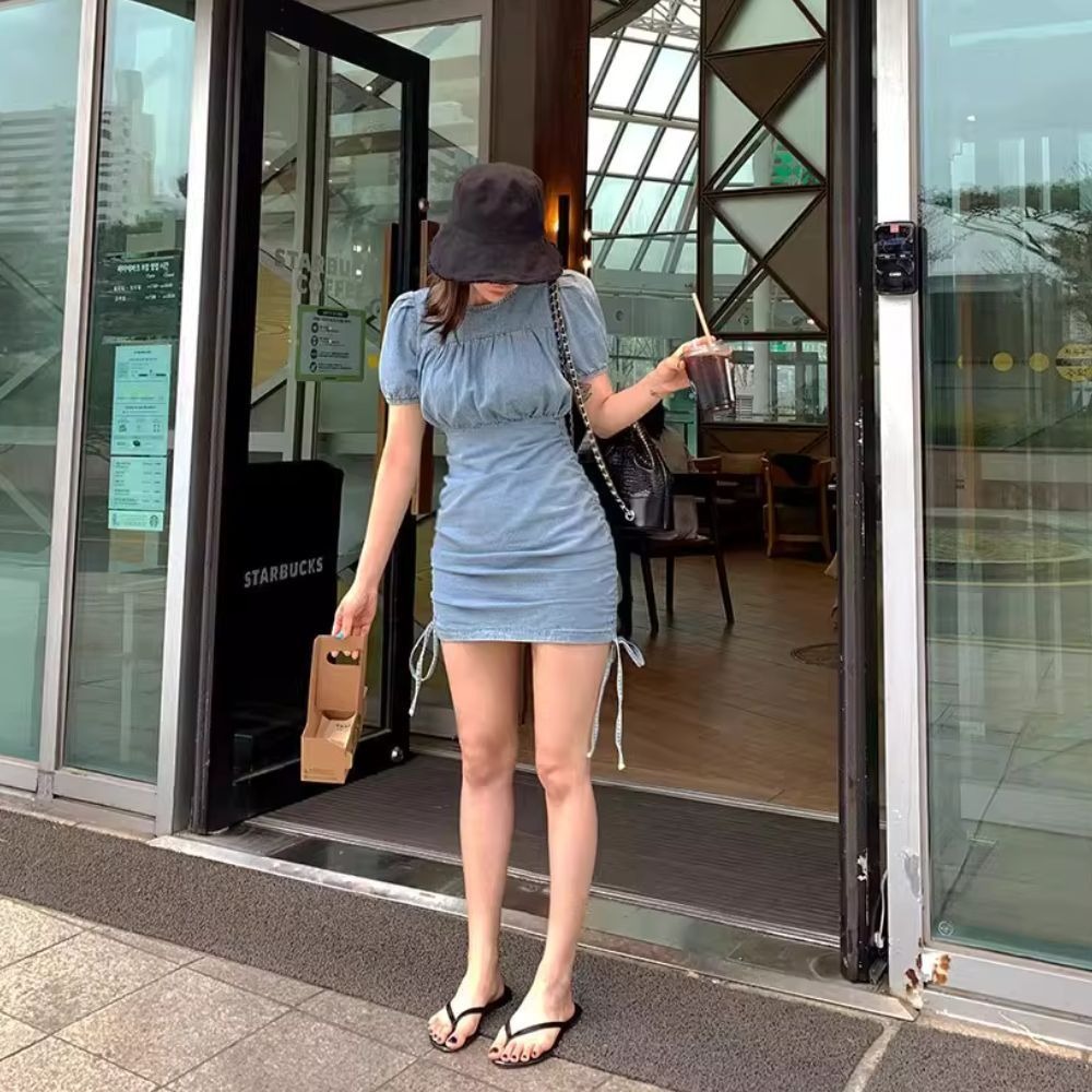 ♛ROSEMAYR♛廠商寄賣-K2382韓版水洗做舊牛仔甜美小性感包臀連身裙-細節圖4