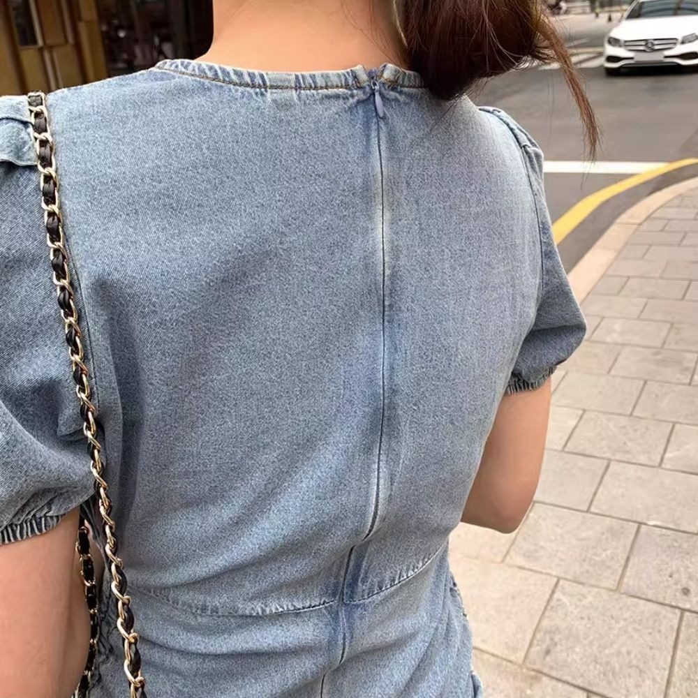 ♛ROSEMAYR♛廠商寄賣-K2382韓版水洗做舊牛仔甜美小性感包臀連身裙-細節圖7