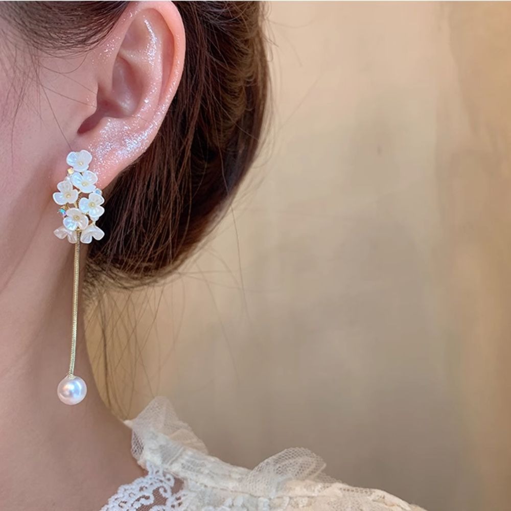 ♛ROSEMAYR♛[預購款] 森林系女孩杏花仿珍珠吊墜耳環-細節圖2