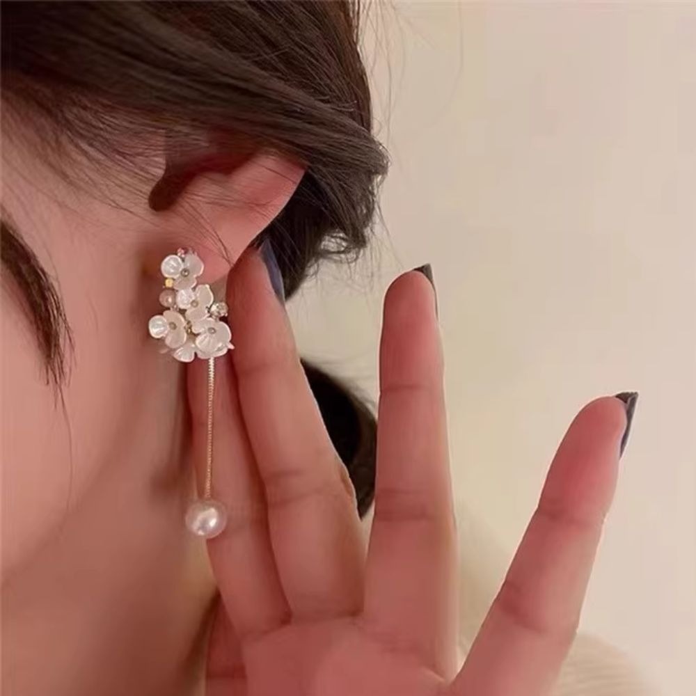 ♛ROSEMAYR♛[預購款] 森林系女孩杏花仿珍珠吊墜耳環-細節圖3