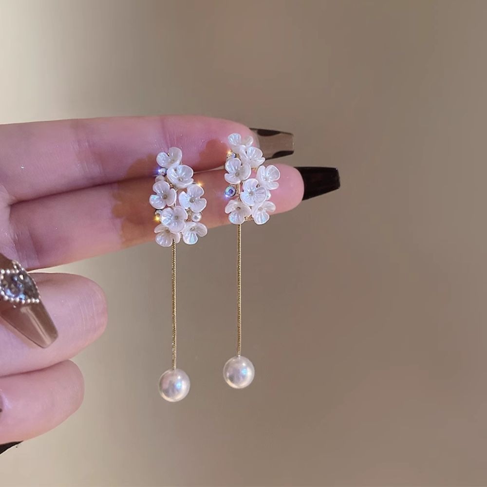 ♛ROSEMAYR♛[預購款] 森林系女孩杏花仿珍珠吊墜耳環-細節圖4