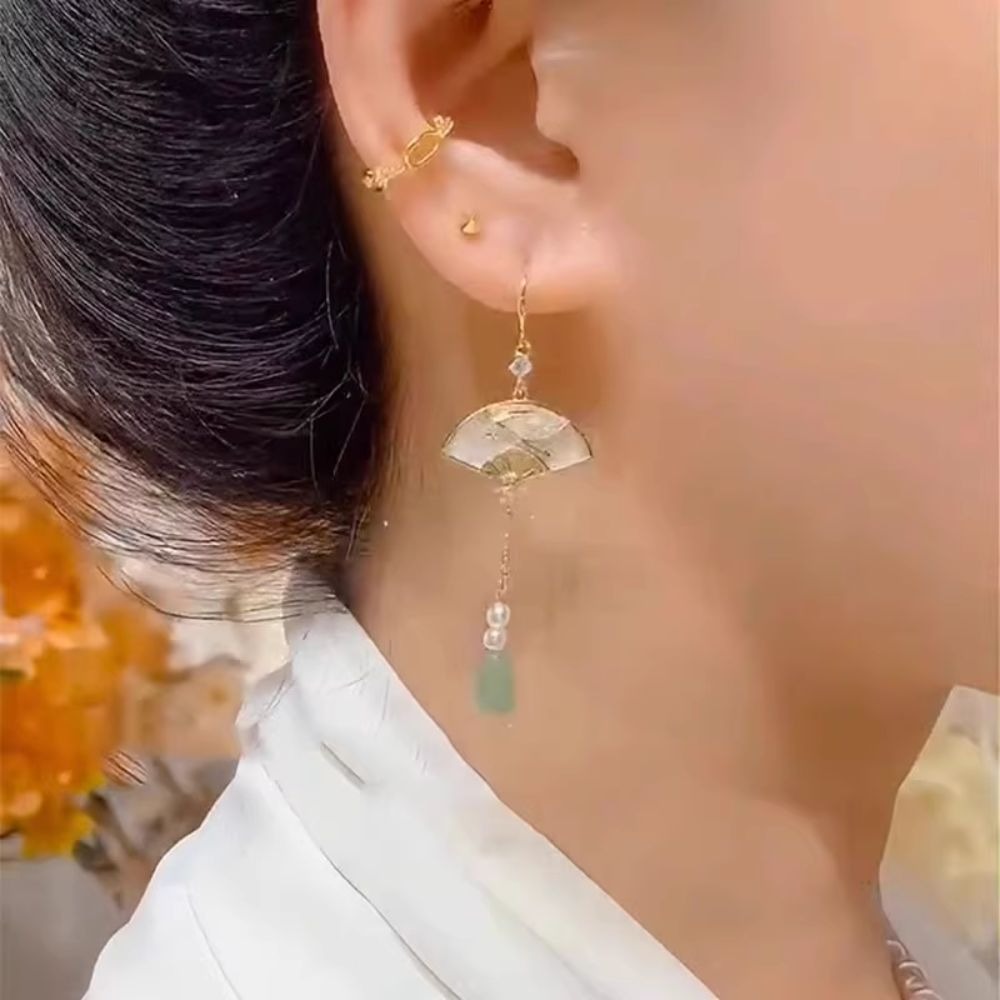 ♛ROSEMAYR♛[預購款] 古風新中式摺扇耳環-細節圖6