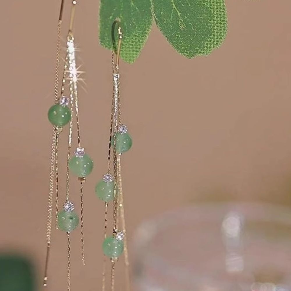 ♛ROSEMAYR♛[預購款] 新中式貓眼石流蘇耳環-細節圖3