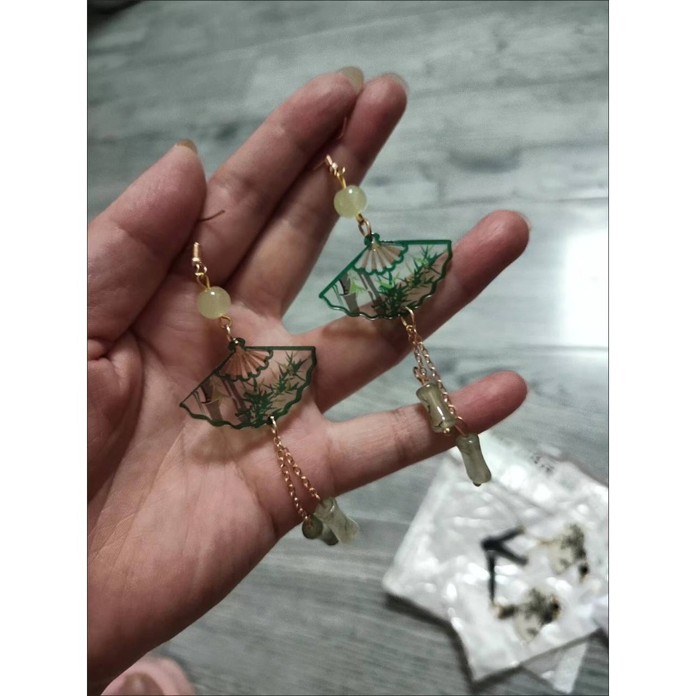 ♛ROSEMAYR♛[預購款] 新中式青竹/黑竹摺扇耳環-規格圖11
