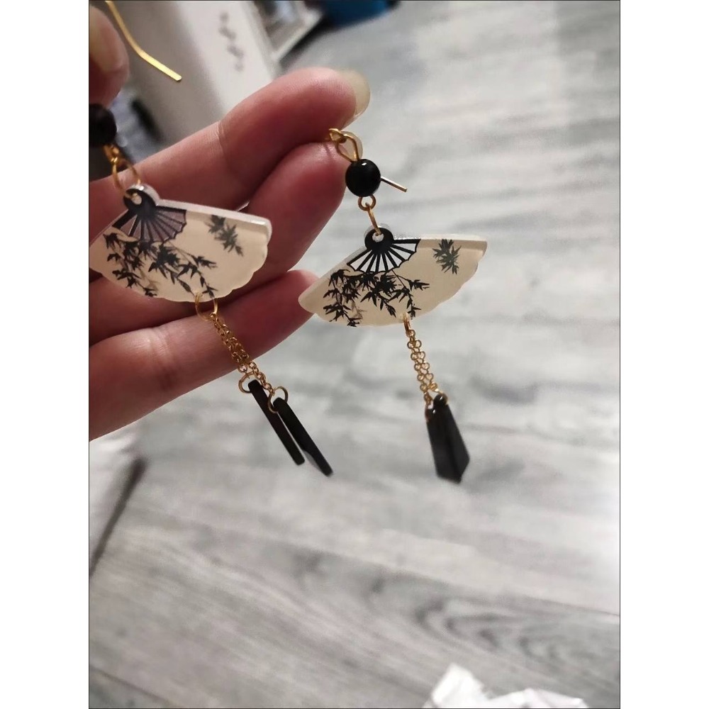 ♛ROSEMAYR♛[預購款] 新中式青竹/黑竹摺扇耳環-規格圖11