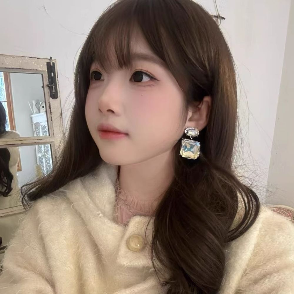 ♛ROSEMAYR♛[預購款] S925銀針視覺系名媛方形水晶耳環-細節圖5