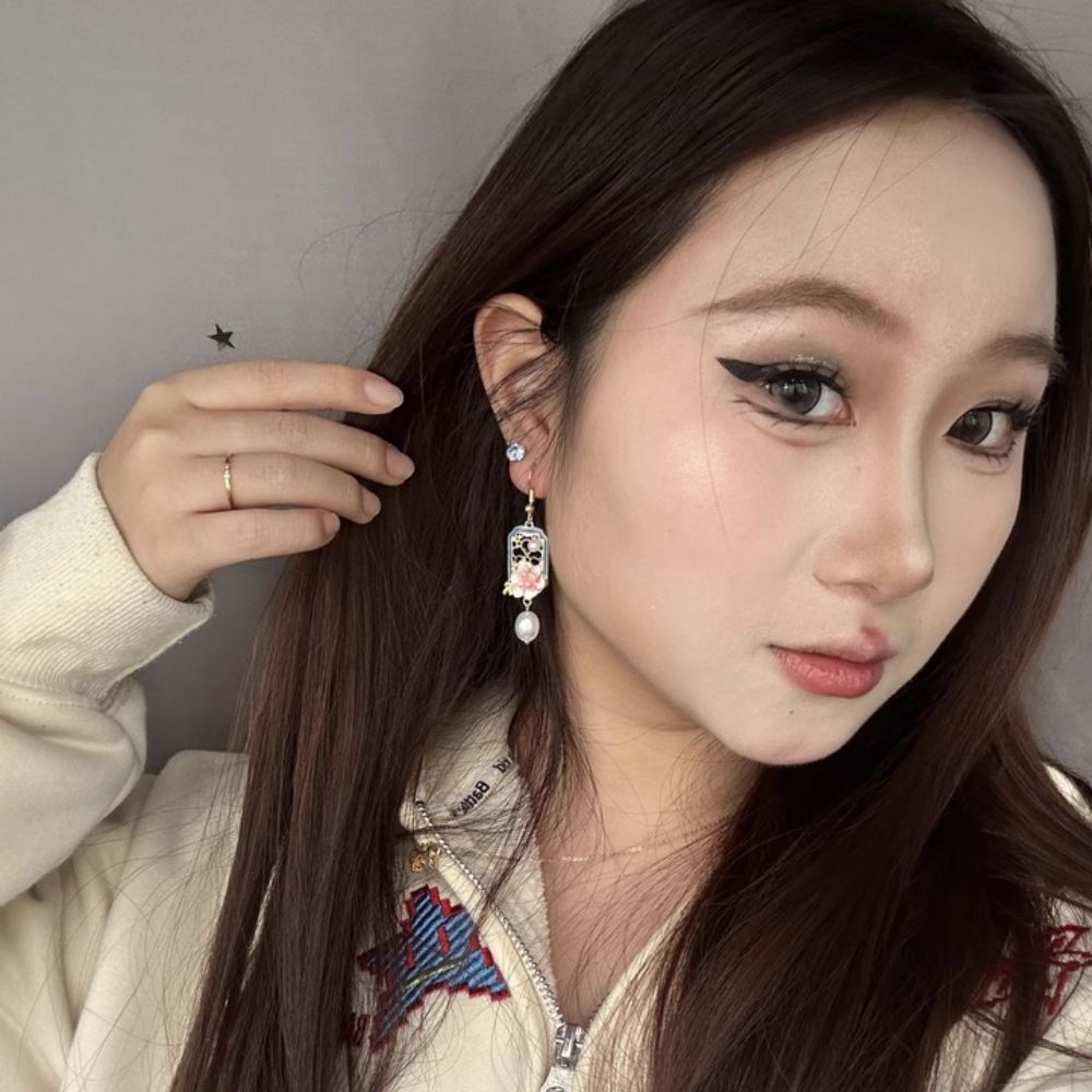 ♛ROSEMAYR♛[預購款] 新中式鏤空滴釉珍珠花朵耳環-細節圖2