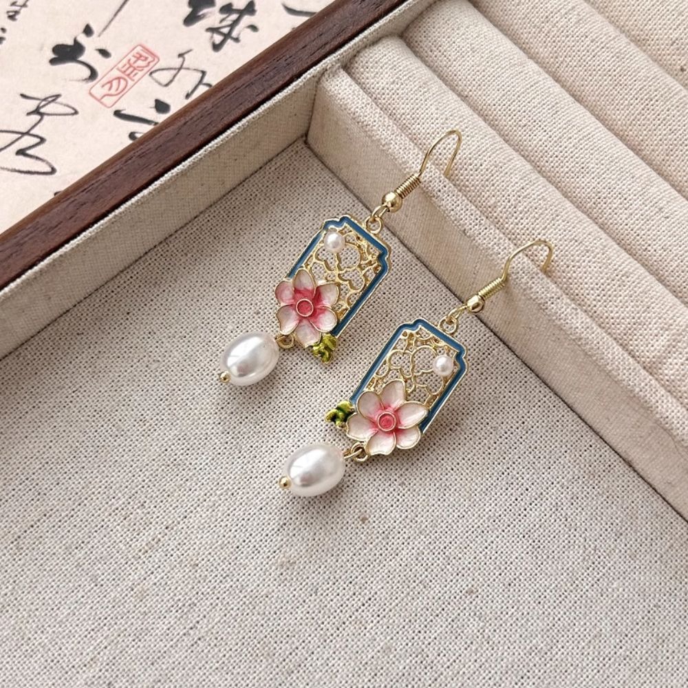 ♛ROSEMAYR♛[預購款] 新中式鏤空滴釉珍珠花朵耳環-細節圖7