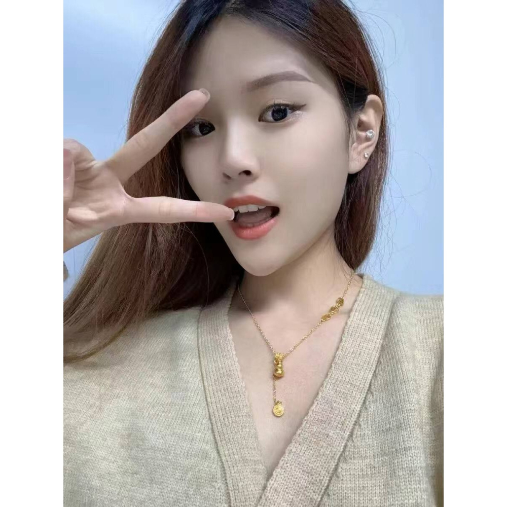 ♛ROSEMAYR♛[預購款] 新中式金色福字葫蘆項鏈-細節圖5