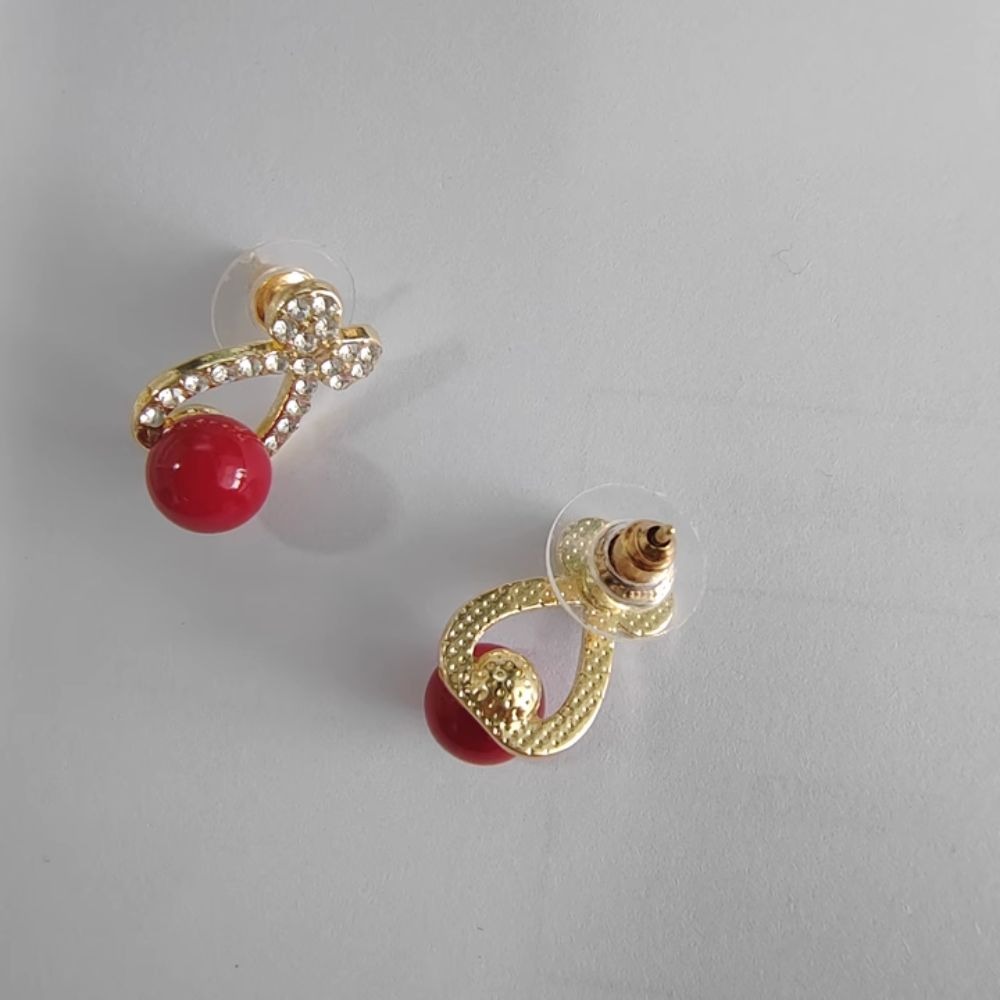 ♛ROSEMAYR♛[預購款] 趙麗穎同款 閃鑽蝴蝶結寶石耳釘 耳環-細節圖7