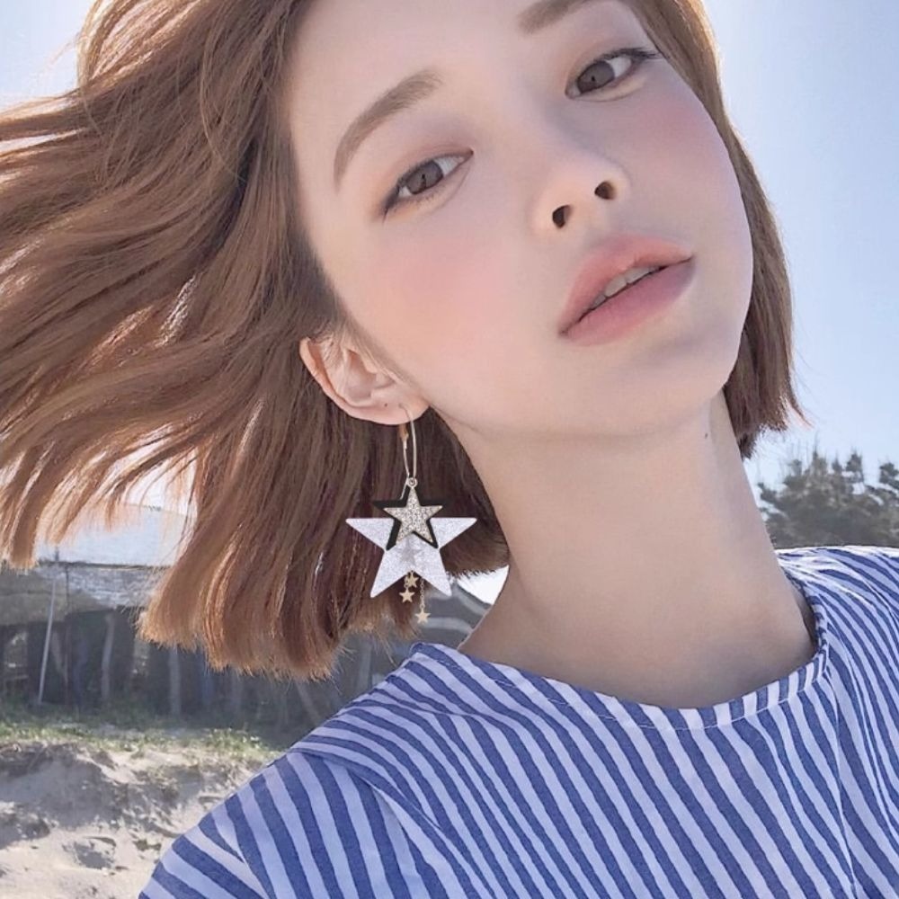 ♛ROSEMAYR♛[預購款] 歐美風五角星耳墜耳環 金色/亮彩-細節圖4