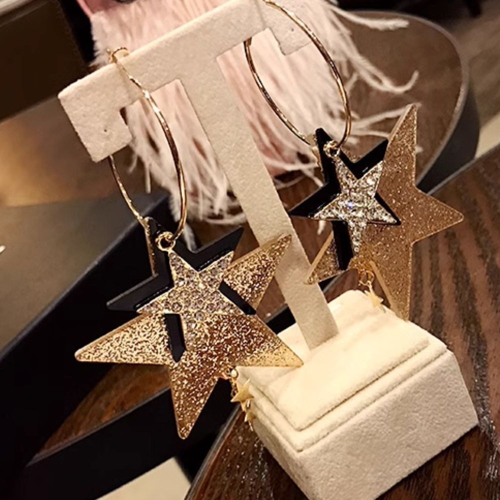 ♛ROSEMAYR♛[預購款] 歐美風五角星耳墜耳環 金色/亮彩-規格圖11