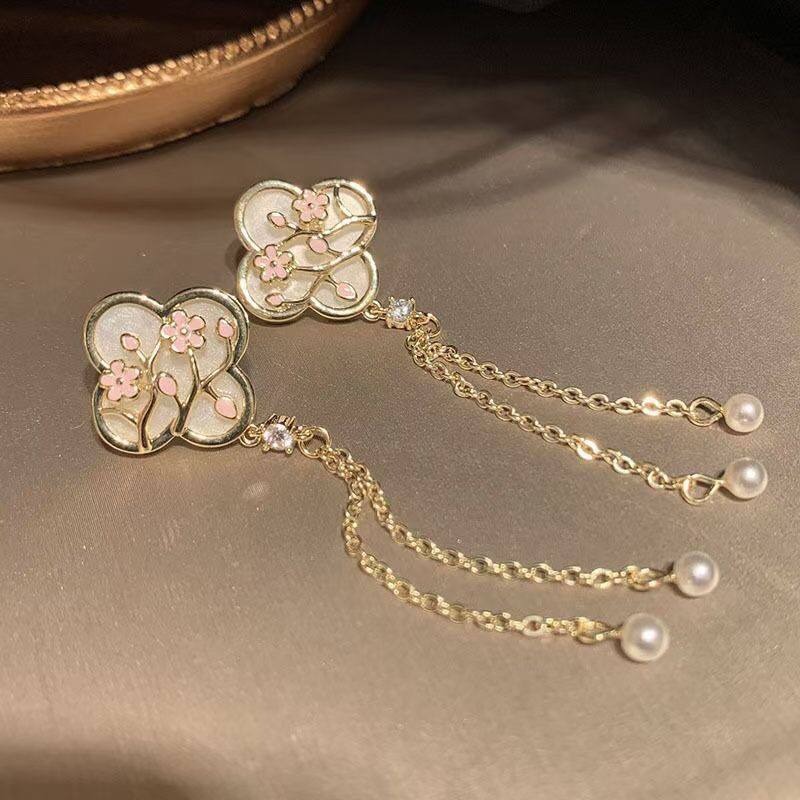 ♛ROSEMAYR♛[預購款] S925銀針 新中式四葉花朵珍珠吊墜耳環-細節圖6