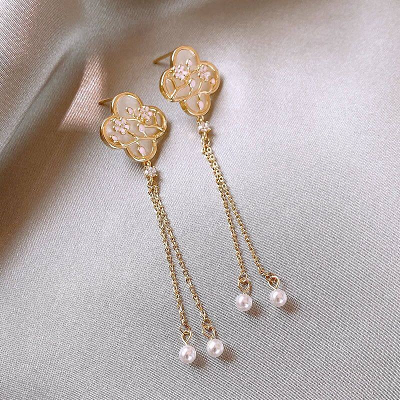 ♛ROSEMAYR♛[預購款] S925銀針 新中式四葉花朵珍珠吊墜耳環-細節圖7