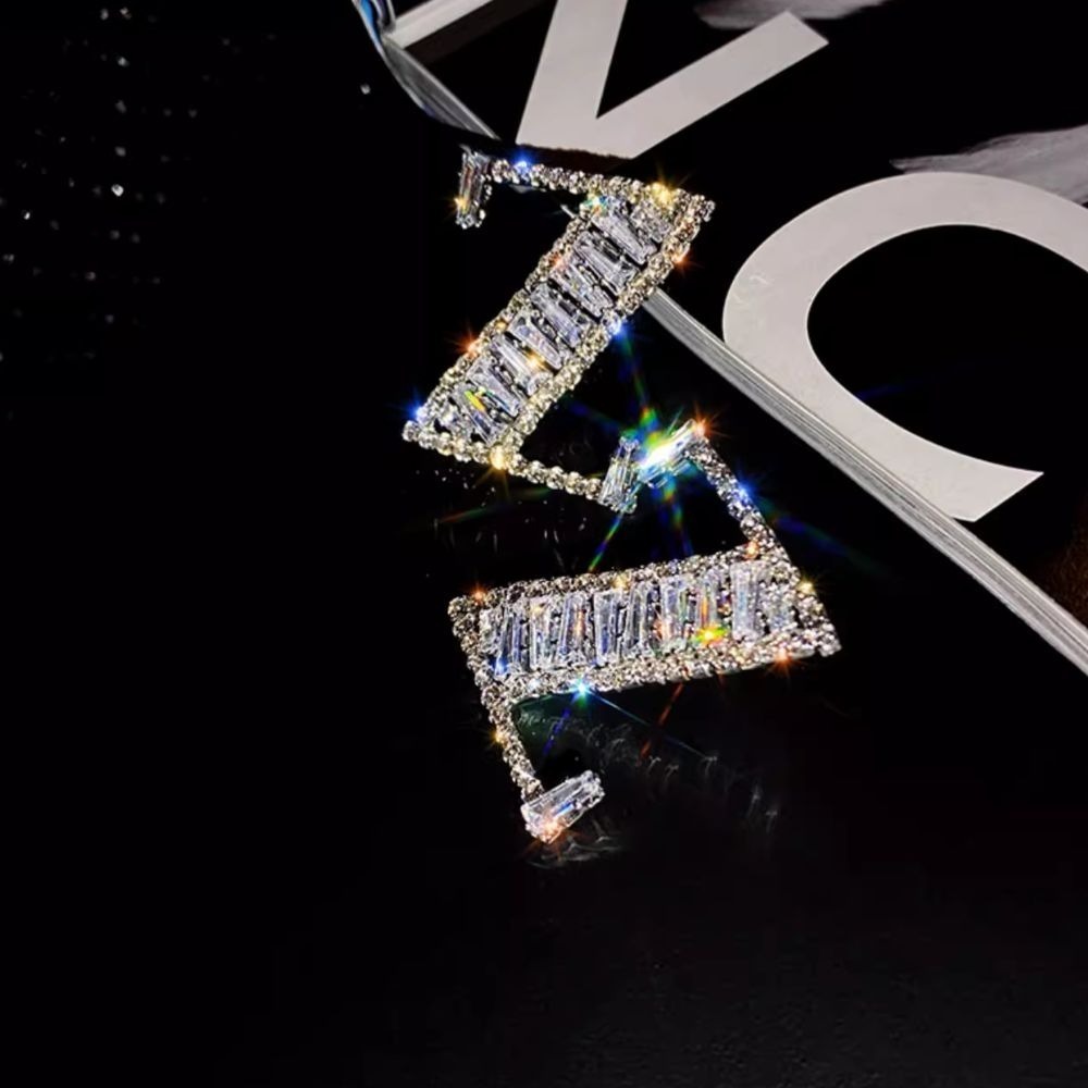 ♛ROSEMAYR♛[預購款] S925銀針 電音女王 Z字鑲鑽耳環-細節圖6