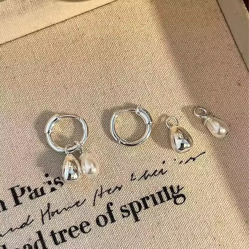 ♛ROSEMAYR♛[預購款] S925銀針 趙露思同款 兩戴式水滴珍珠耳環-細節圖6