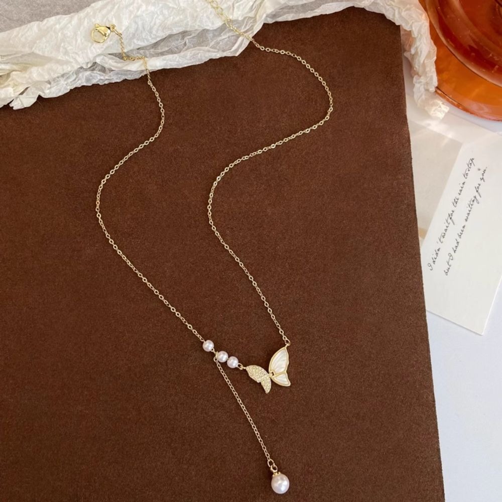 ♛ROSEMAYR♛[預購款] 趙露思同款 精靈系女孩 蝴蝶珍珠項鏈-細節圖7