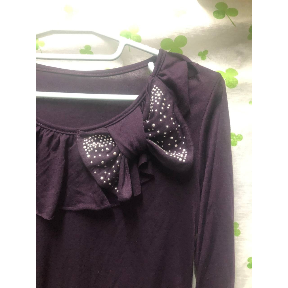 ROSEMAYR♛廠商寄賣-深紫鑽黏蝴蝶結內搭長袖上衣-細節圖3