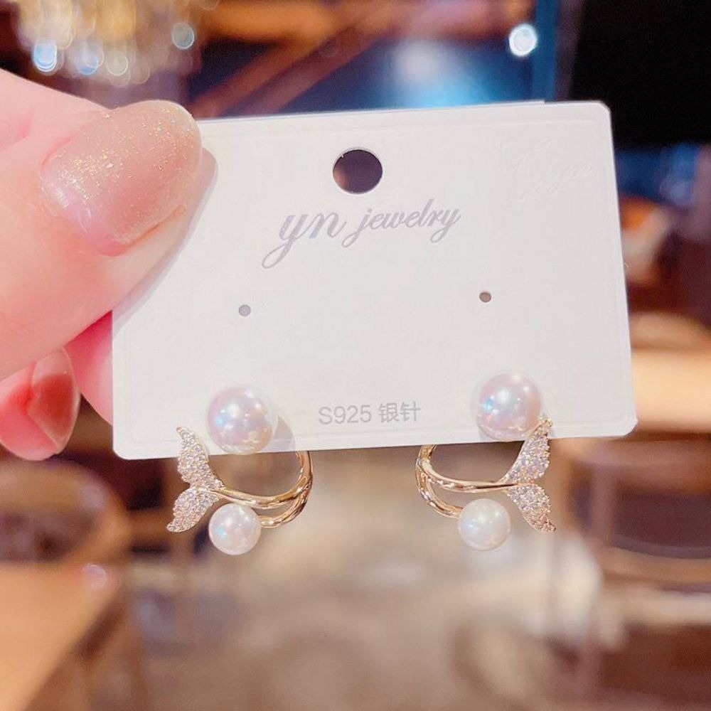 ♛ROSEMAYR♛ S925銀針 韓系貴氣名媛 珍珠人魚尾耳環-細節圖5