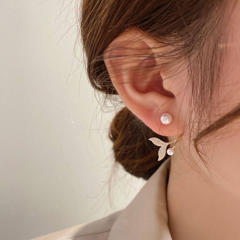 ♛ROSEMAYR♛ S925銀針 韓系貴氣名媛 珍珠人魚尾耳環-細節圖6