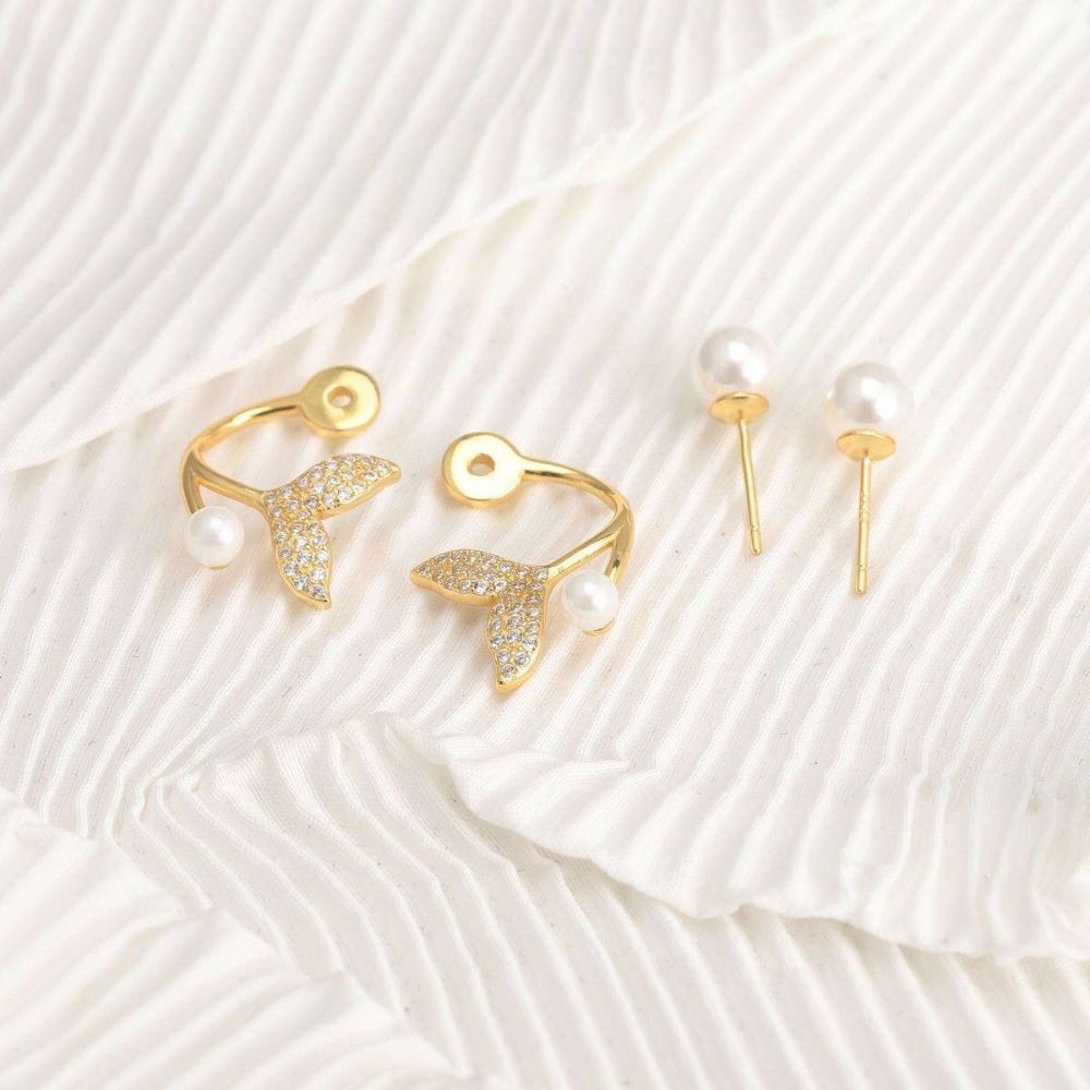 ♛ROSEMAYR♛ S925銀針 韓系貴氣名媛 珍珠人魚尾耳環-細節圖7