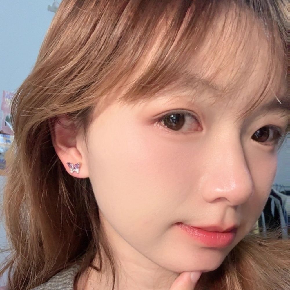 ♛ROSEMAYR♛ S925銀針 夏日多巴胺 薰衣草紫蝴蝶幻境耳環-細節圖3