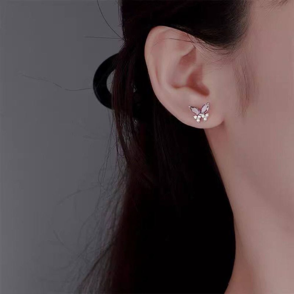 ♛ROSEMAYR♛ S925銀針 夏日多巴胺 薰衣草紫蝴蝶幻境耳環-細節圖4