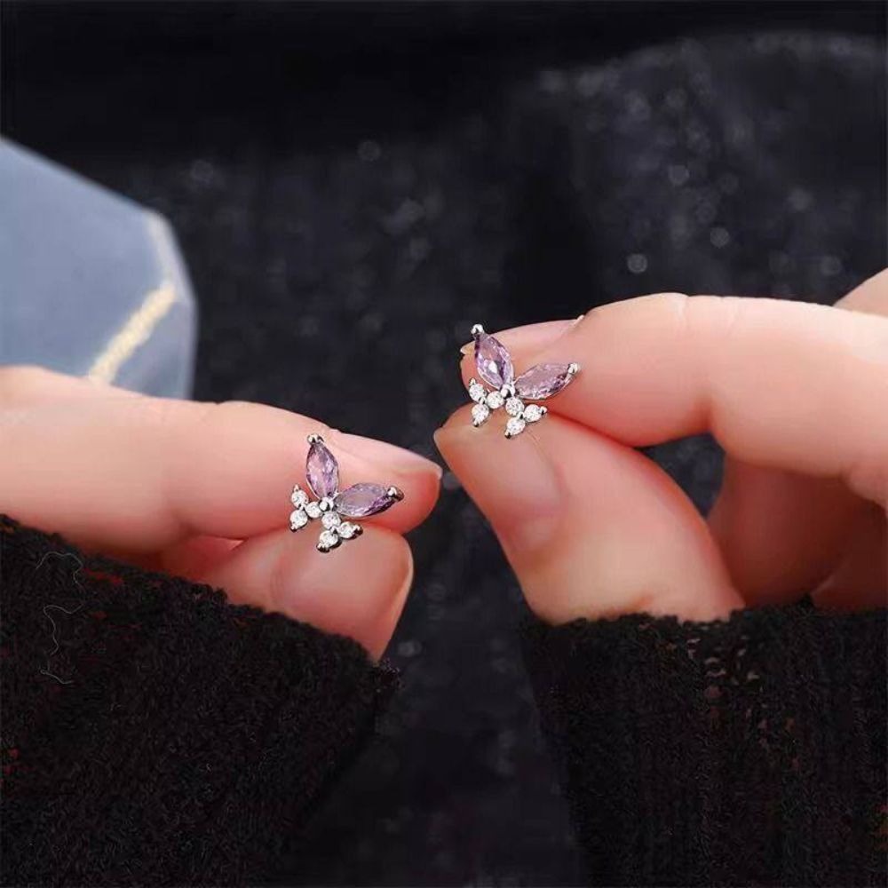 ♛ROSEMAYR♛ S925銀針 夏日多巴胺 薰衣草紫蝴蝶幻境耳環-細節圖5