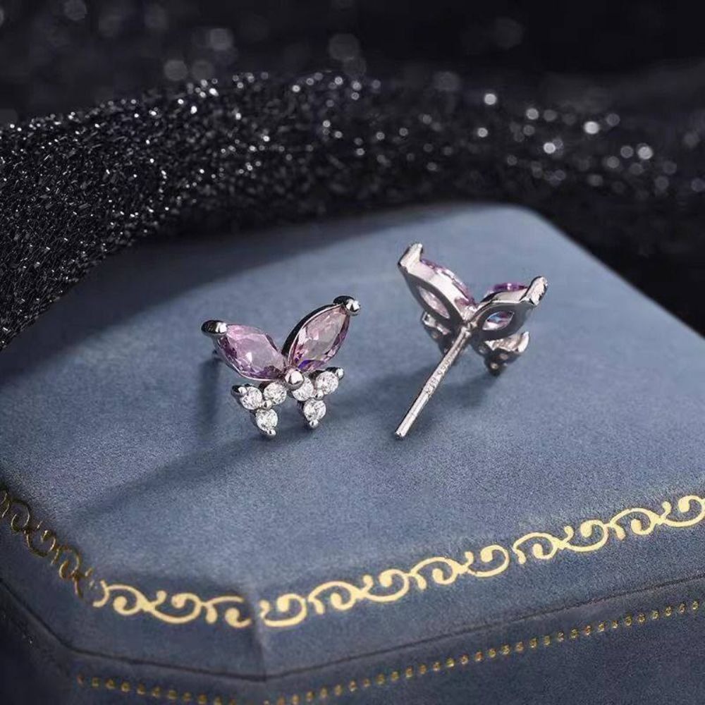 ♛ROSEMAYR♛ S925銀針 夏日多巴胺 薰衣草紫蝴蝶幻境耳環-細節圖6