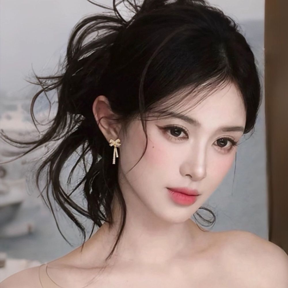 ♛ROSEMAYR♛ S925銀針 韓系甜美千金 金色蝴蝶結耳環-細節圖2